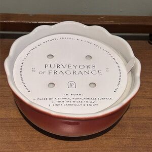 PURVEYORS OF FRAGRANCE Large Round 4 Wick Scented Candle In Ceramic Floral Base